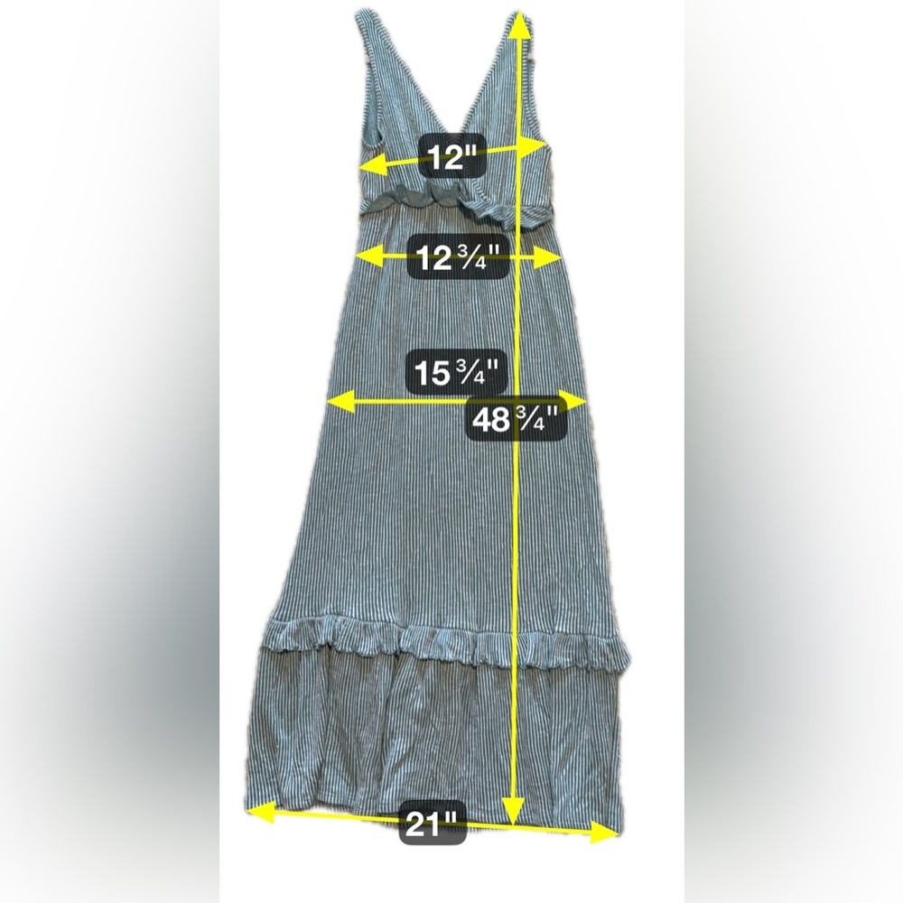 Anthropologie Green Sleeveless Maxi Dress Tiered Ruffle Cottagecore Boho Medium - Picture 3 of 5